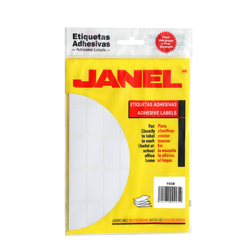 ETIQUETAS BLANCAS JANEL 1.3 X 4.5CMS (1/2? X 1 3/4?) J-5267 80 EN
